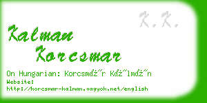 kalman korcsmar business card